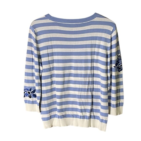 Talbots Petite Botanical Striped Crewneck Sweater – Size LP - Picture 3 of 11